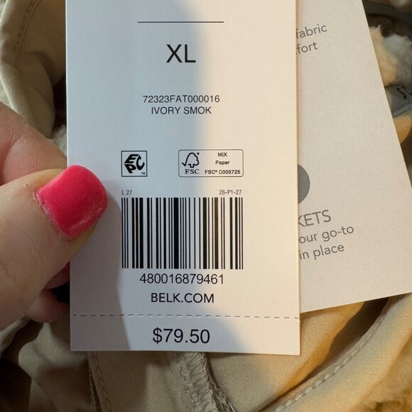 Zelos Super Soft Fleece Jacket Womens Cream Tan Houndstooth Full Zip Size XL NWD - Picture 7 of 13